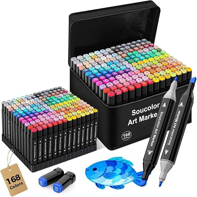 168-Color Alcohol Markers with Case and Holders