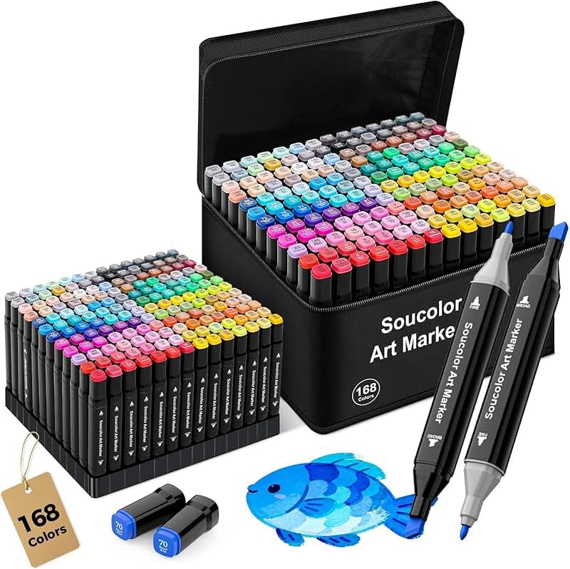 168-Color Alcohol Markers with Case and Holders