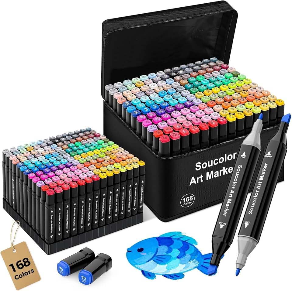 168-Color Alcohol Markers with Case and Holders