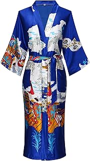 Women's Satin Floral Long Bathrobe and Nightgown