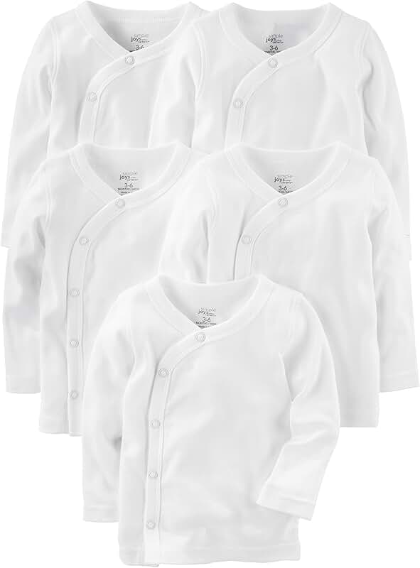 Five unisex baby long-sleeve snap shirts