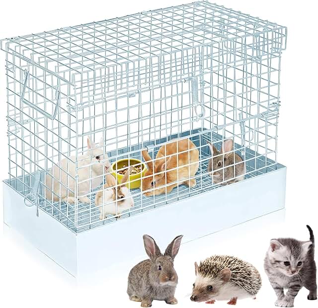 Portable Rabbit Carrier with Tray and Handles