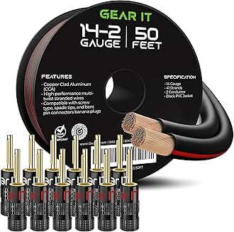 50 Feet 14 Gauge Speaker Wire with Banana Plugs
