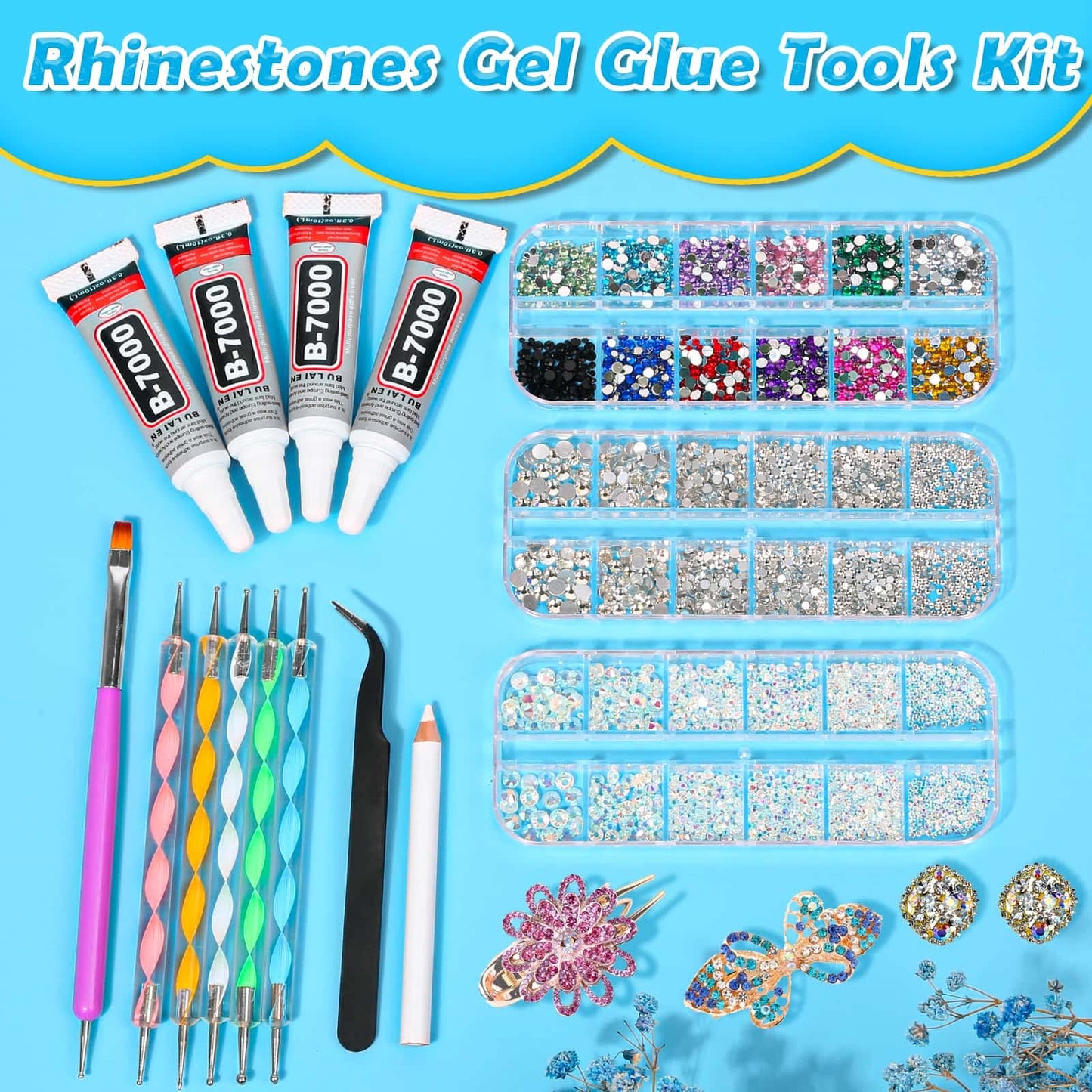 Jewelry Rhinestones and Tools Kit for Crafts and Decorations