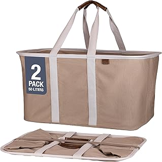Collapsible Laundry Tote, Mocha, 2-Pack, 50L Storage