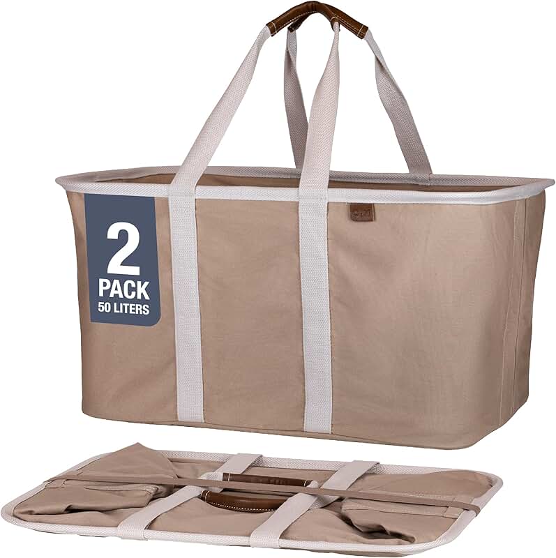 Collapsible Laundry Tote, Mocha, 2-Pack, 50L Storage