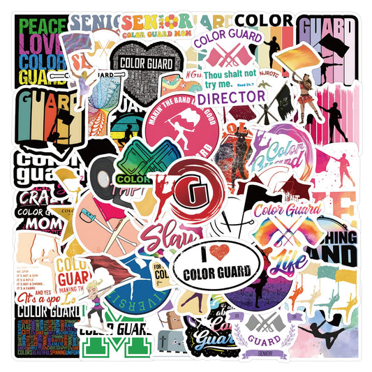 60 Waterproof Color Guard Stickers for Water Bottles and More