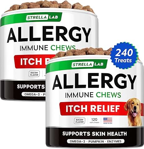 Dog Allergy Relief Chews with Omega 3, Pumpkin & Enzymes