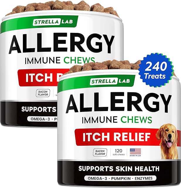 Dog Allergy Relief Chews with Omega 3, Pumpkin & Enzymes