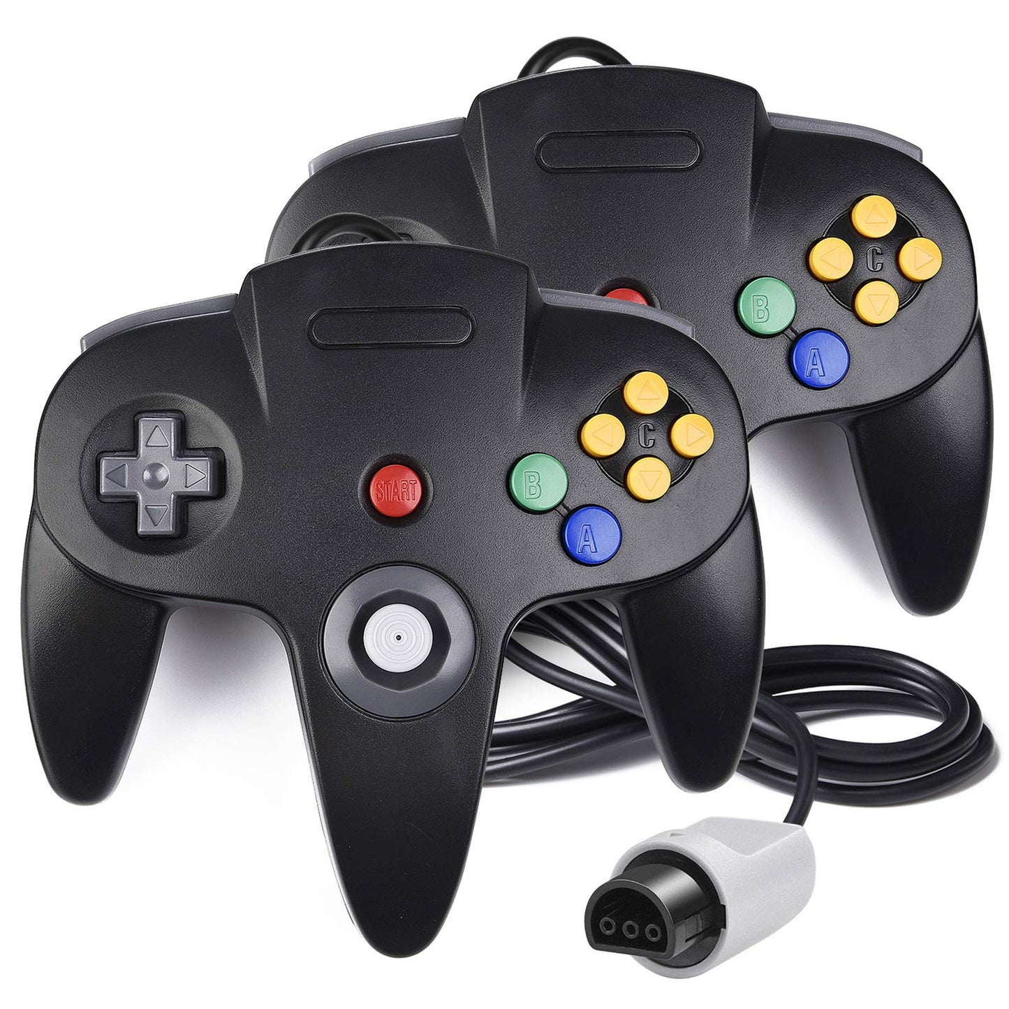 2 Pack N64 Controller, Classic Wired N64 64-bit Game pad Joystick for Ultra 64 Video Game Console N64 System (Black)