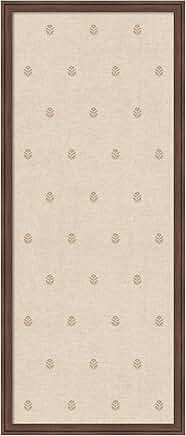 Beige Botanical Fabric Pinboard, 18 x 42, with Brown Frame