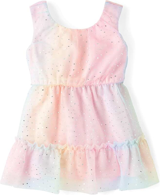 Baby Girl Sleeveless Dress in Rainbow Mesh for 18-24 Months