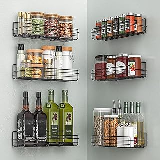 Wall-Mount Spice Rack Organizer Set of 6