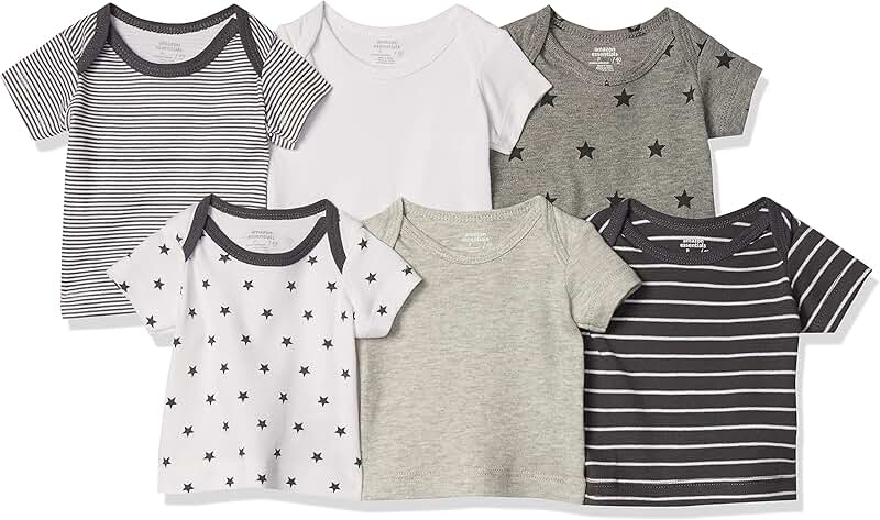 Six unisex baby lap-shoulder tees