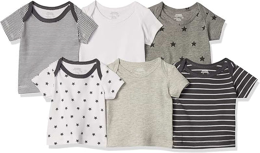 Six unisex baby lap-shoulder tees