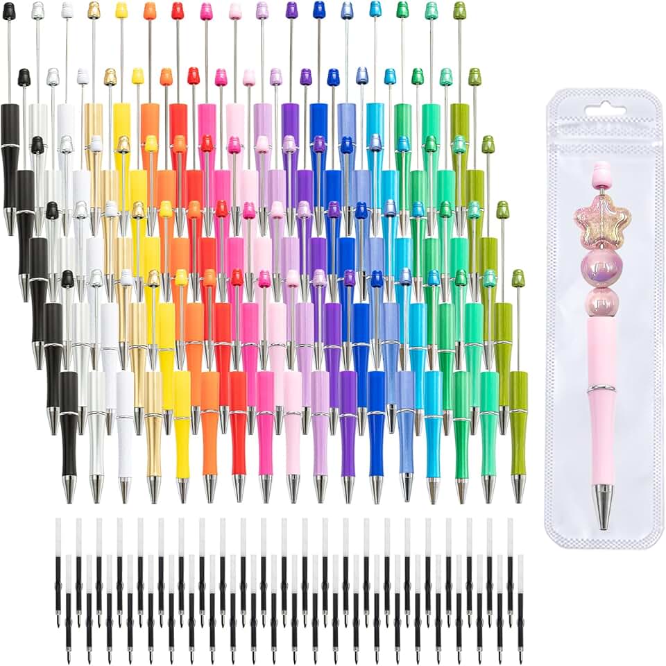 210-Piece Beadable Pen DIY Kit with Refills and Bags