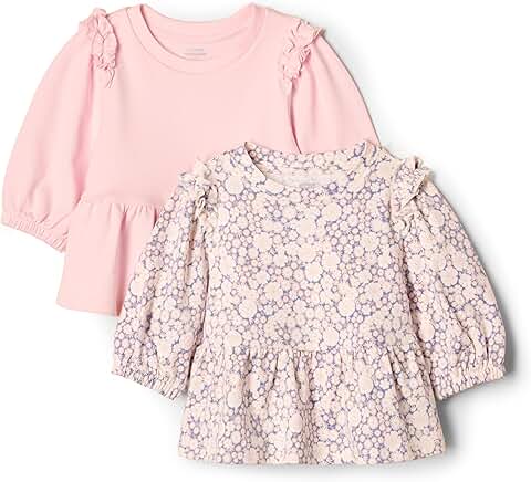 Toddler and Baby Girls' 3/4 Sleeve Knit Top Pack of 2