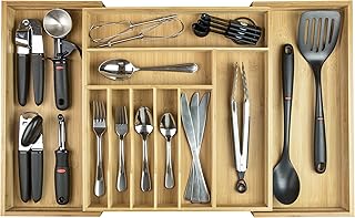 Expandable Bamboo Silverware and Utensil Organizer