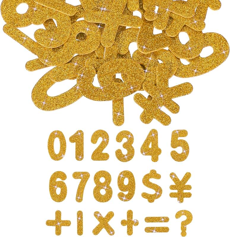 Number foam stickers, 144 pieces, gold, self-adhesive, craft supplies