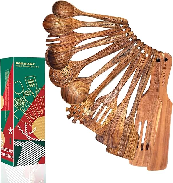 12-Piece Christmas Wooden Kitchen Utensil Set