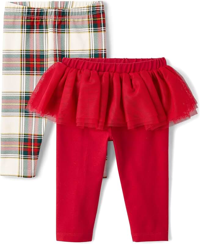 Baby Girls' Knit Pull-On Pants, Red Tutu & White Plaid, 18-24 Months