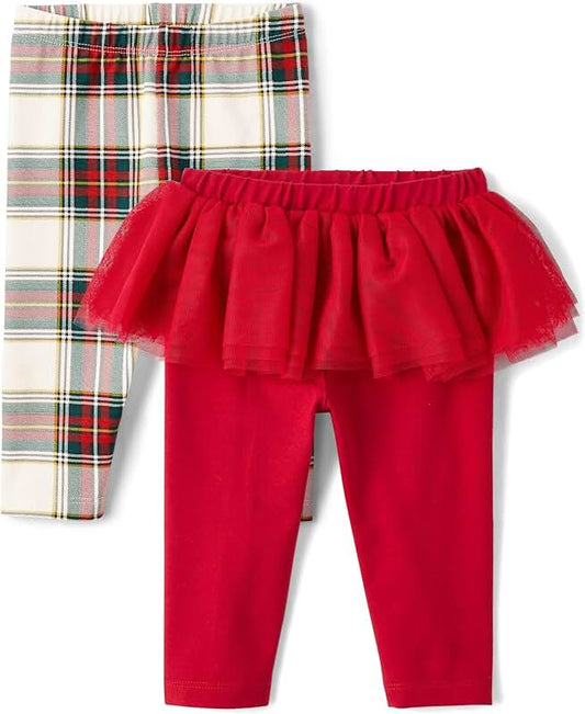 Baby Girls' Knit Pull-On Pants, Red Tutu & White Plaid, 12-18 Months