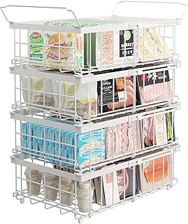 4 Pack Large Expandable Freezer Organizer Bins