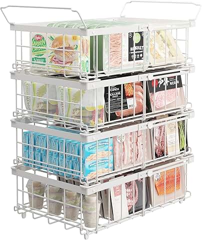 4 Pack Large Expandable Freezer Organizer Bins