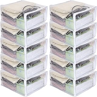 Set of 10 clear vinyl storage bags, 9x11x5 inches