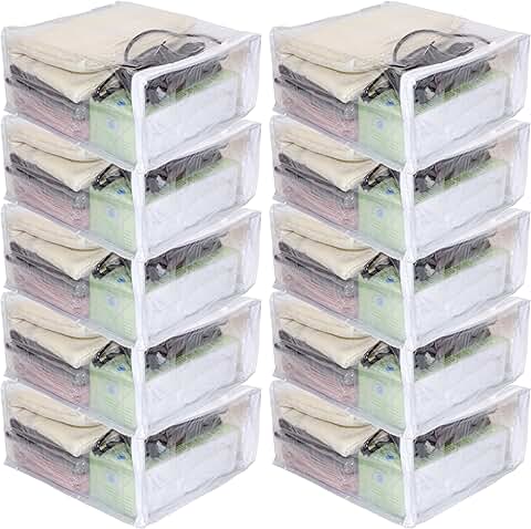 Set of 10 clear vinyl storage bags, 9x11x5 inches