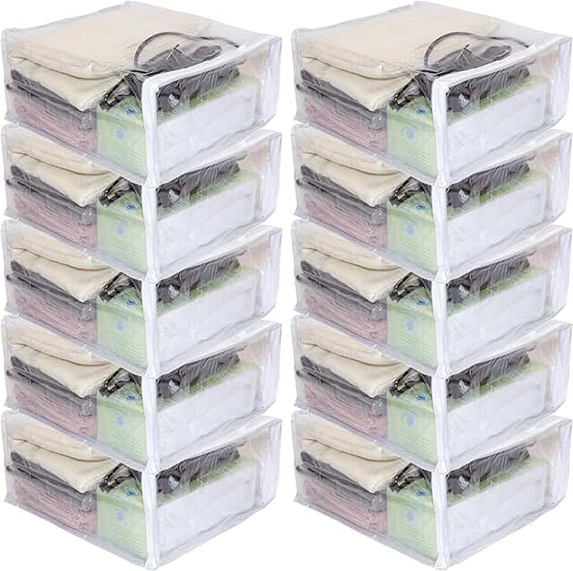 Set of 10 clear vinyl storage bags, 9x11x5 inches