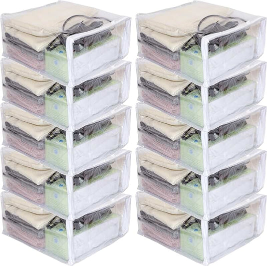 Set of five clear small cubby bins, 12.2 x 7.8 x 5.1 inches