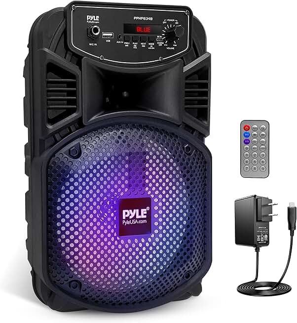 Portable 300W Bluetooth PA Speaker with Lights and Microphone