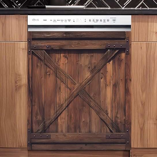 Vintage Barn Door Dishwasher Magnet Cover, 23x26 inches