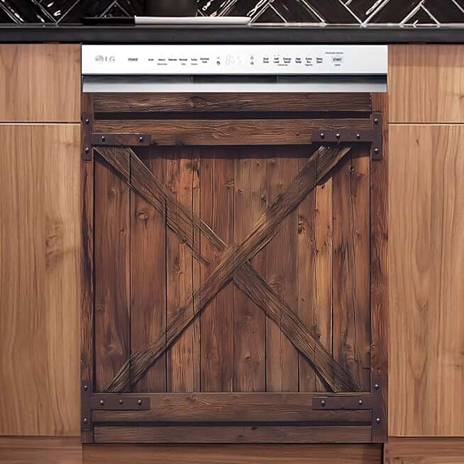 Vintage Barn Door Dishwasher Magnet Cover, 23x26 inches