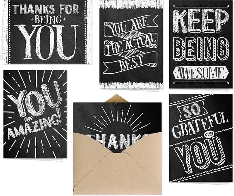Thank You Note Cards with Blackboard Designs