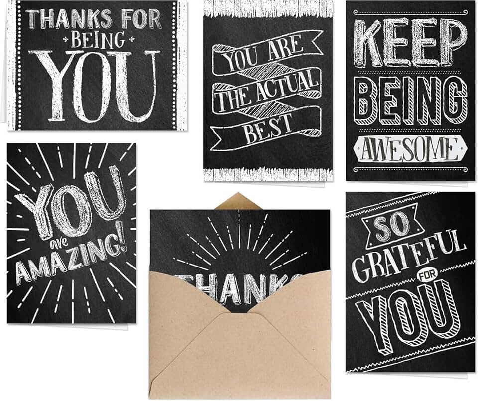 Thank You Note Cards with Blackboard Designs