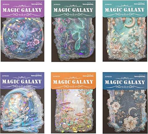 60-Piece Glitter Milky Way Sticker Set for Crafts and Journals