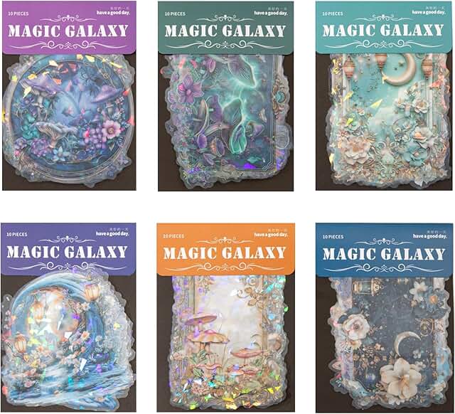 60-Piece Glitter Milky Way Sticker Set for Crafts and Journals