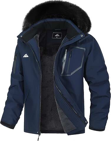 Men's Waterproof Winter Snow Ski Jacket with Fur Hood