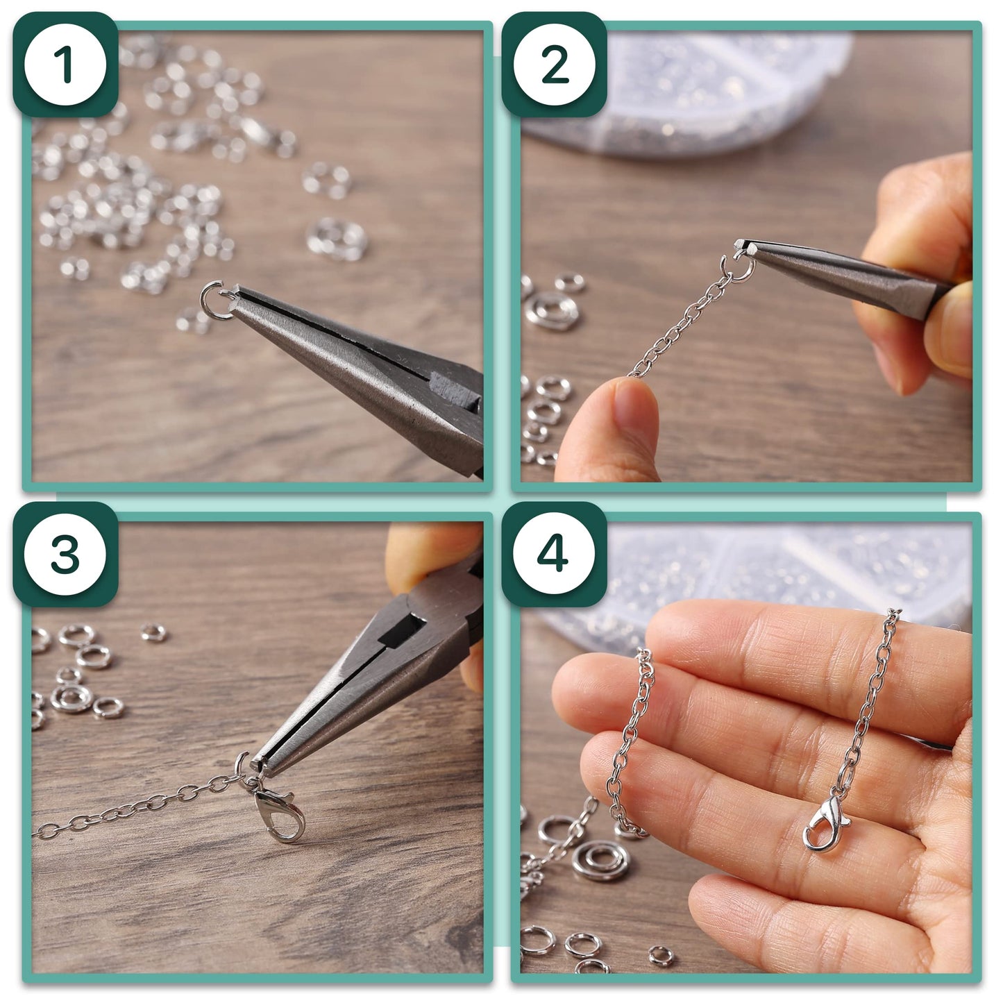Open Silver Jump Rings and Lobster Clasps for Jewelry Making