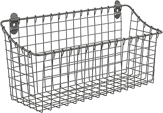 Vintage Large Wall-Mounted Steel Wire Storage Basket