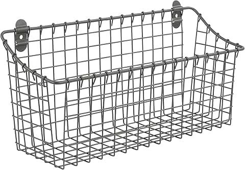 Vintage Large Wall-Mounted Steel Wire Storage Basket
