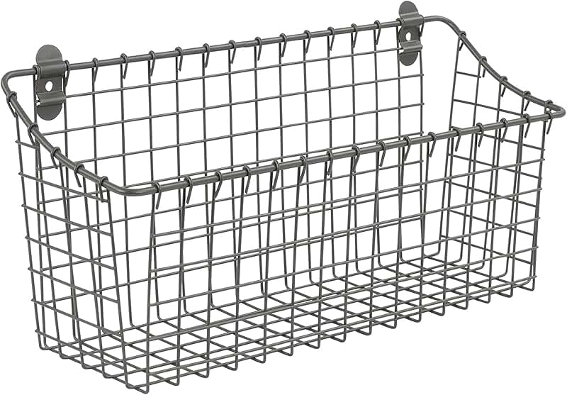 Vintage Large Wall-Mounted Steel Wire Storage Basket