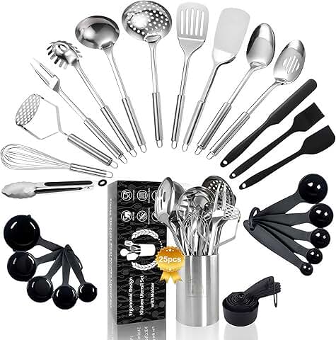 25-Piece Stainless Steel Kitchen Utensil Set