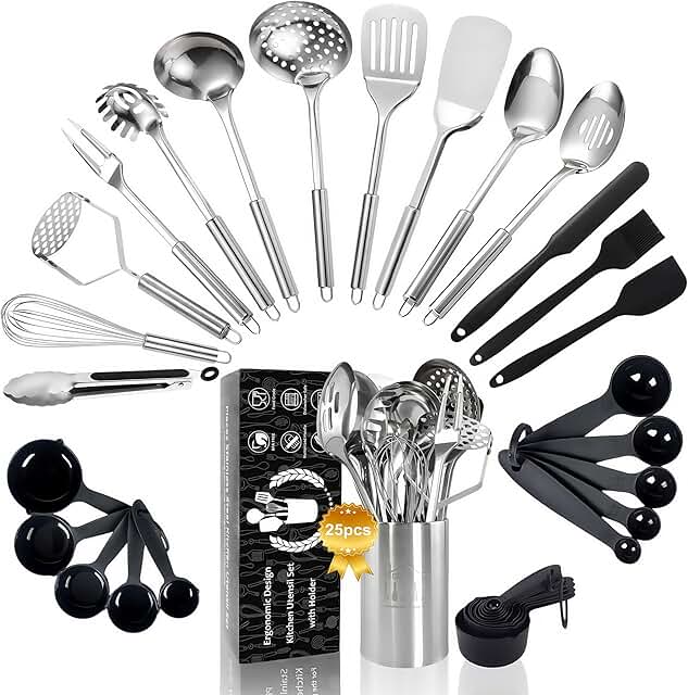 25-Piece Stainless Steel Kitchen Utensil Set