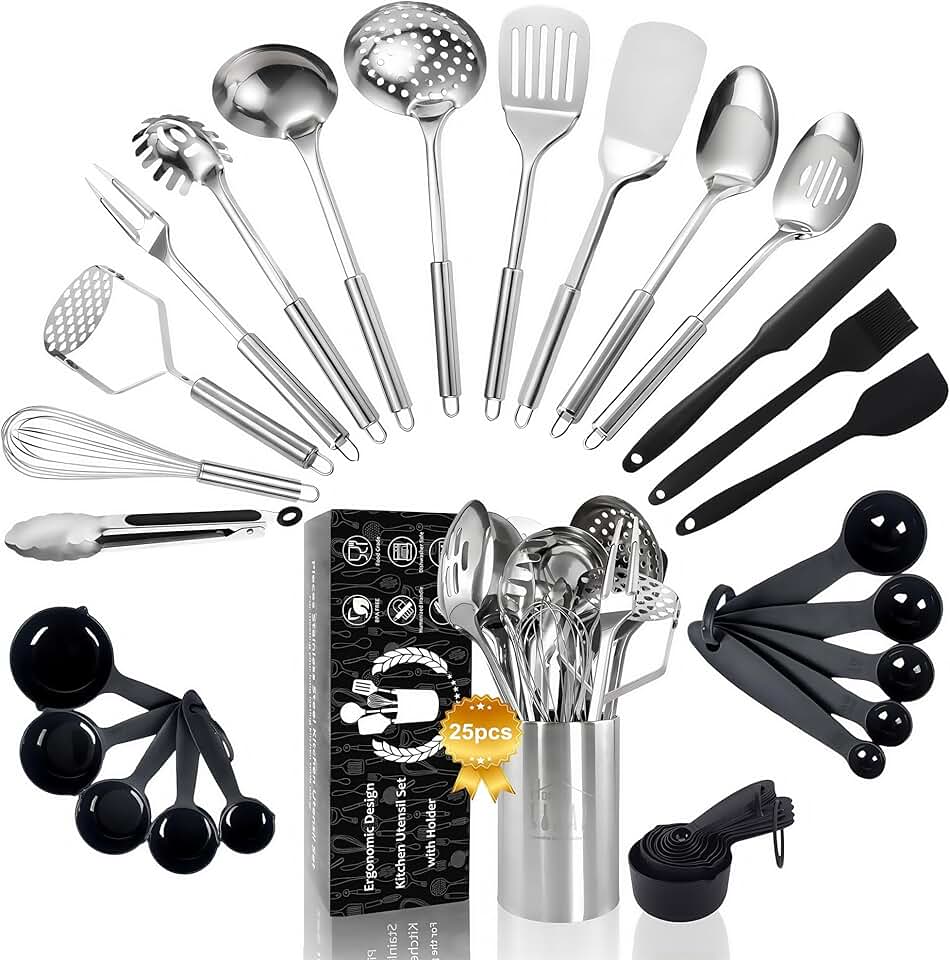 25-Piece Stainless Steel Kitchen Utensil Set