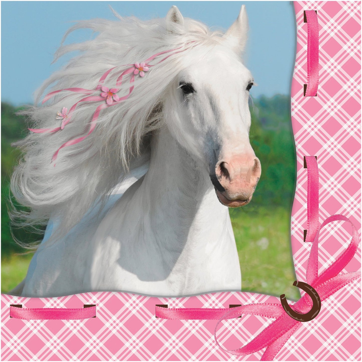 16 Count Heart Horse 3-Ply Beverage Napkins