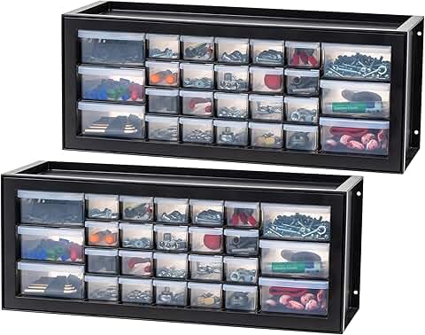 Stackable 26-Drawer Plastic Storage Bins, 2 Pack