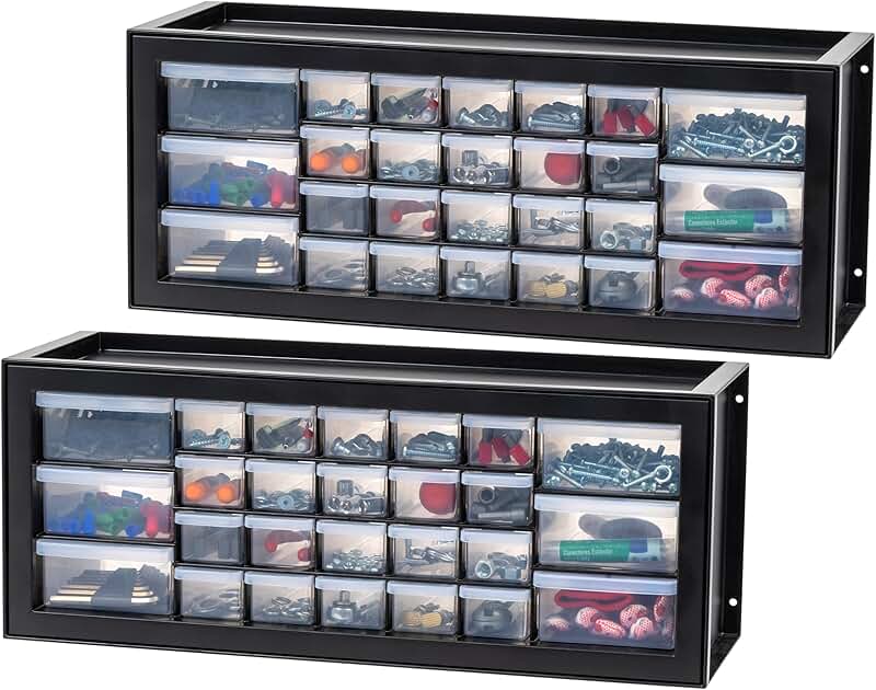 Stackable 26-Drawer Plastic Storage Bins, 2 Pack